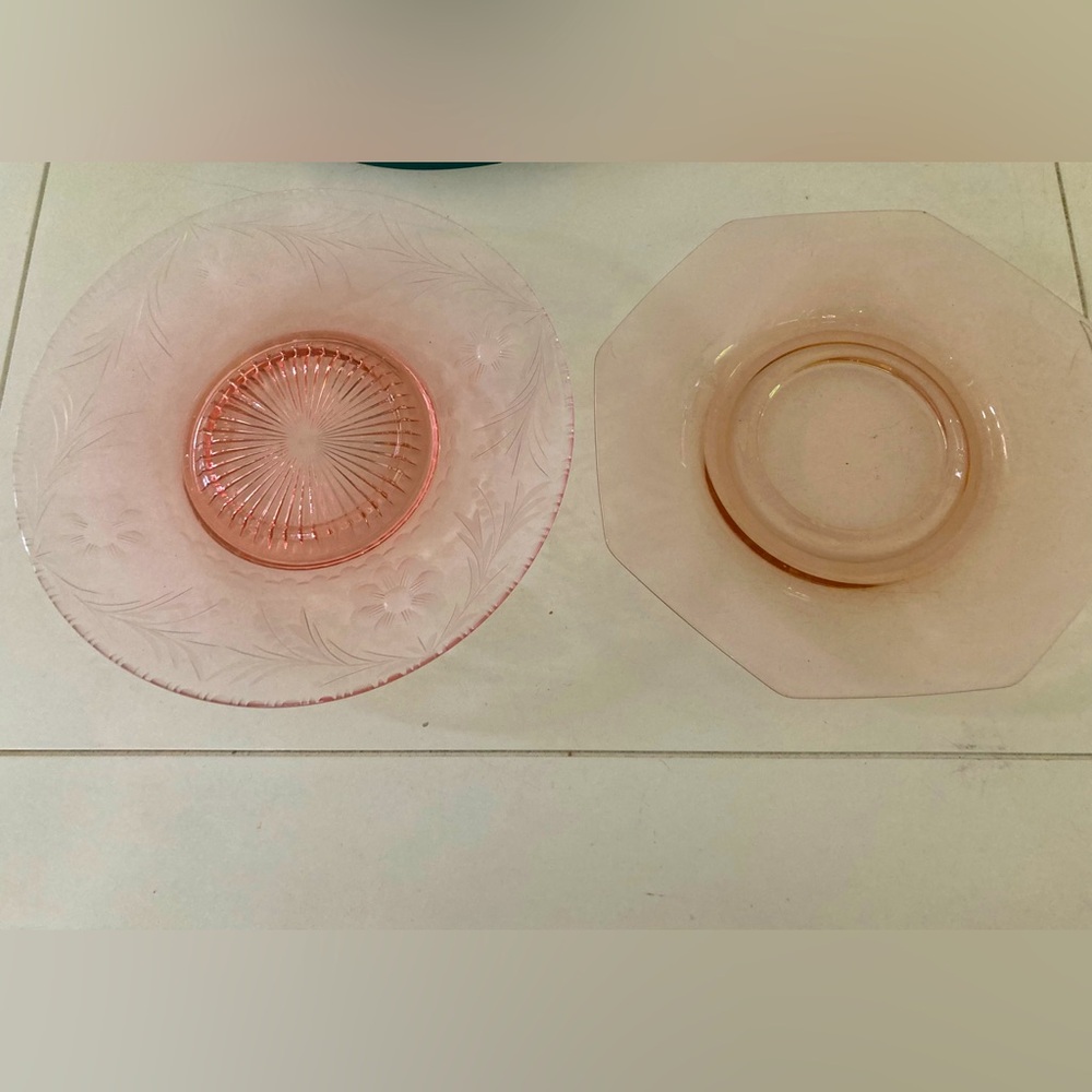 2- Depression Glass Plates Pink Both For $19
